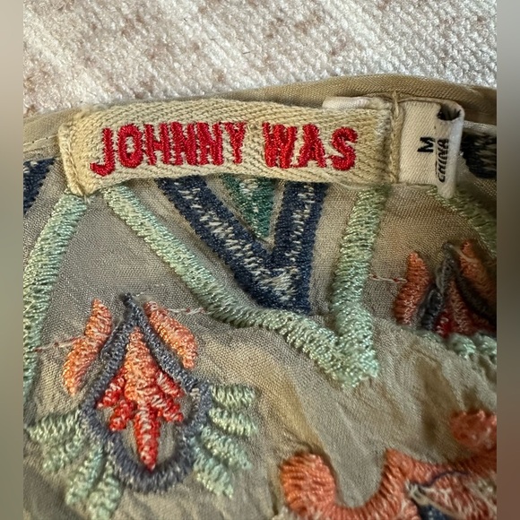 Johnny Was Tamaya Túnica Embroydered Floral Tropical Cruise vacation size M - Picture 4 of 9